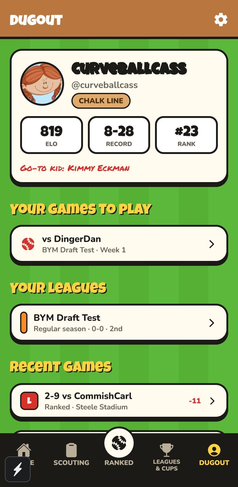 The app: Your Dugout